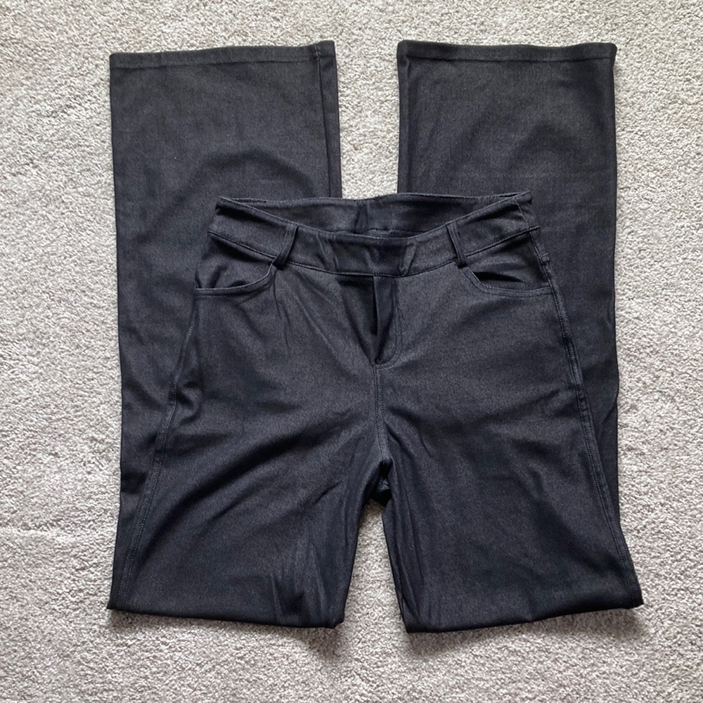 Yelete Pull On Boot Leg Black Denim Look Leggings